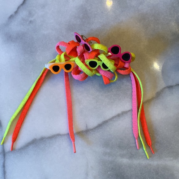 Vintage Neon Yellow,Orange and Pink Hair Bow with Sunglasses Accents - Picture 1 of 8